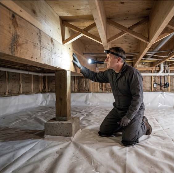 Crawl-space inspection beneath a home